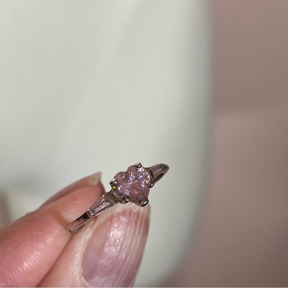 Vintage Pale Pink Heart Sterling silver coquette girl dainty Ring - Picture 7 of 14